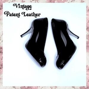Vince Camuto Black Patent LEATHER Y2K Dress Heels Women’s Size 6.5